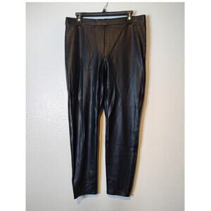 Chico's Women's Size 8 Medium (1) Black Vegan Faux Leather Classic Pants